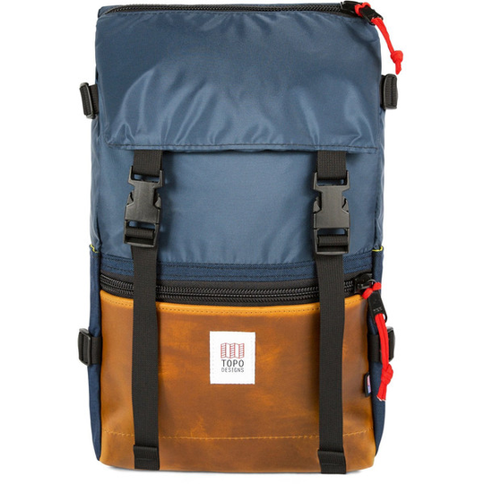 Topo Designs Rover Pack Leather - Navy/brown Leather - Unisex - OneSize
